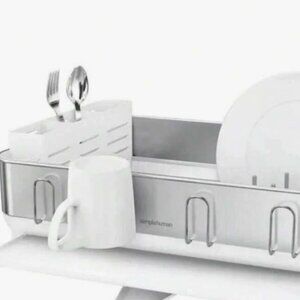 simplehuman Steel Frame Swivel Spout Dishrack White